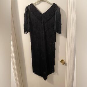 Vintage 80’s Darcy Black Fringe Midi Dress Size S/M Costume